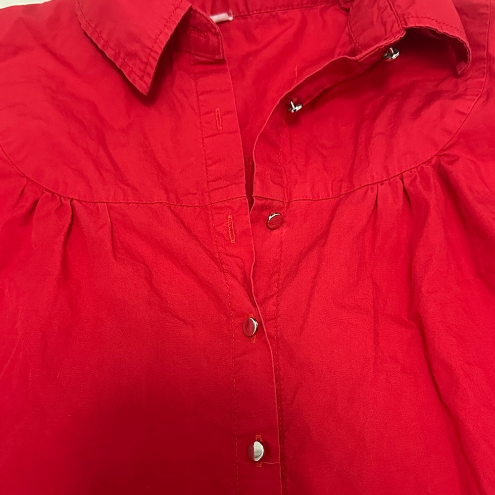 Vibrant Red Button-Up Dress - Picture 5 of 6